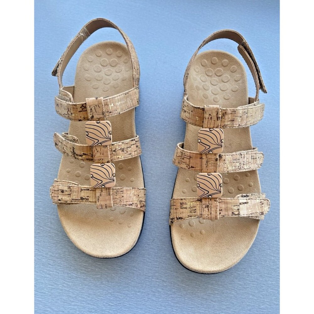 VIONIC Women's Orthotic Arch Support Sandals Backstrap Gold Cork Size 7